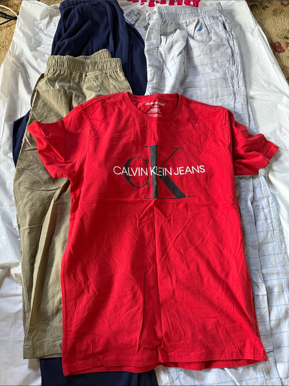 Calvin Klein Jeans Red Crewneck with Black CK Logo